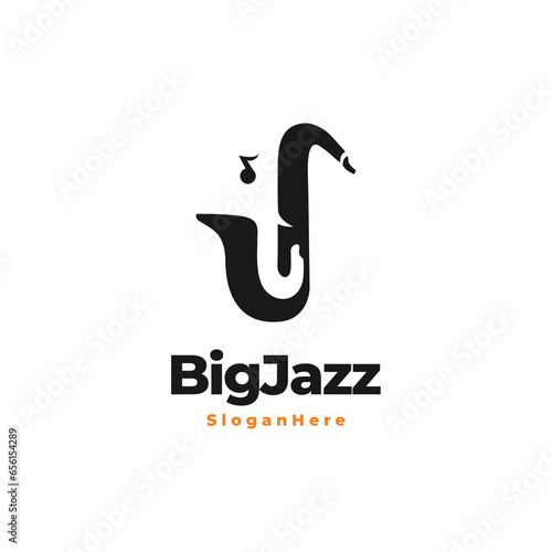 elephant + saxophone logo vector