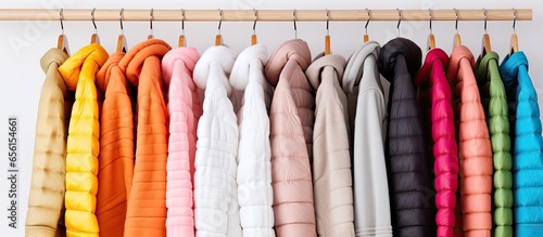 Organize freshly cleaned coats on hangers for superior winter laundry service