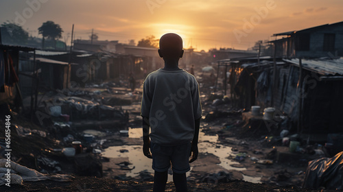 Hungry boy in a slum district © Ricardo Costa