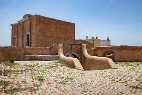 View of the historic walls of the fortress of El Jadida (Mazagan). The fortified city, built by the Portuguese at the beginning of the 16th century and named Mazagan. Morocco, Africa. photo