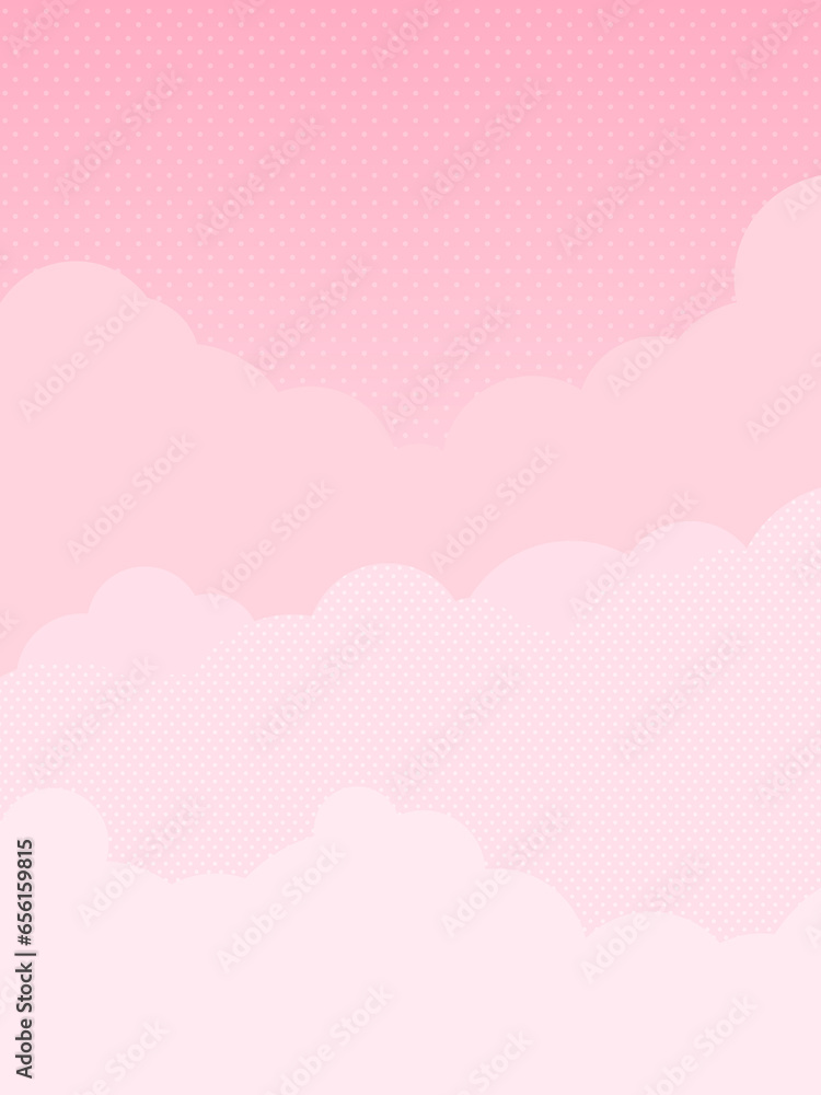 ピンク色の雲・空　背景素材（縦向き）
