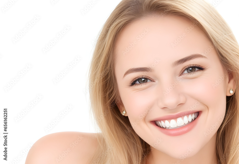 Portrait of adorable young woman model smiling with open mouth showing teeth, Woman Smiling White Teeth Portrait of adorable young woman model smiling with open mouth showing teeth, Woman Smiling White Teeth