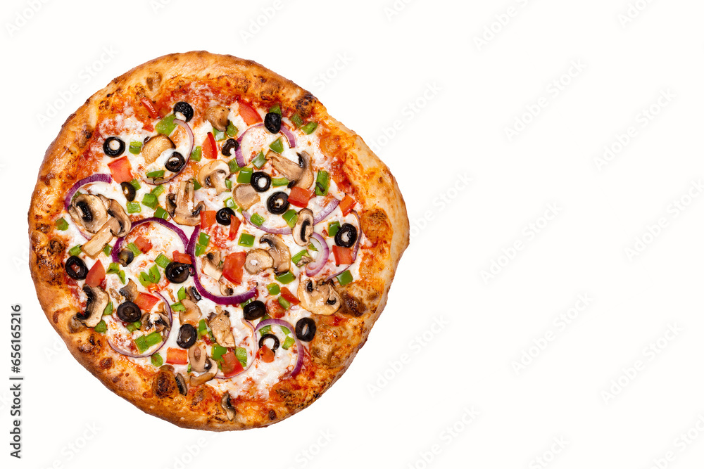 Everything Pizza on White Background