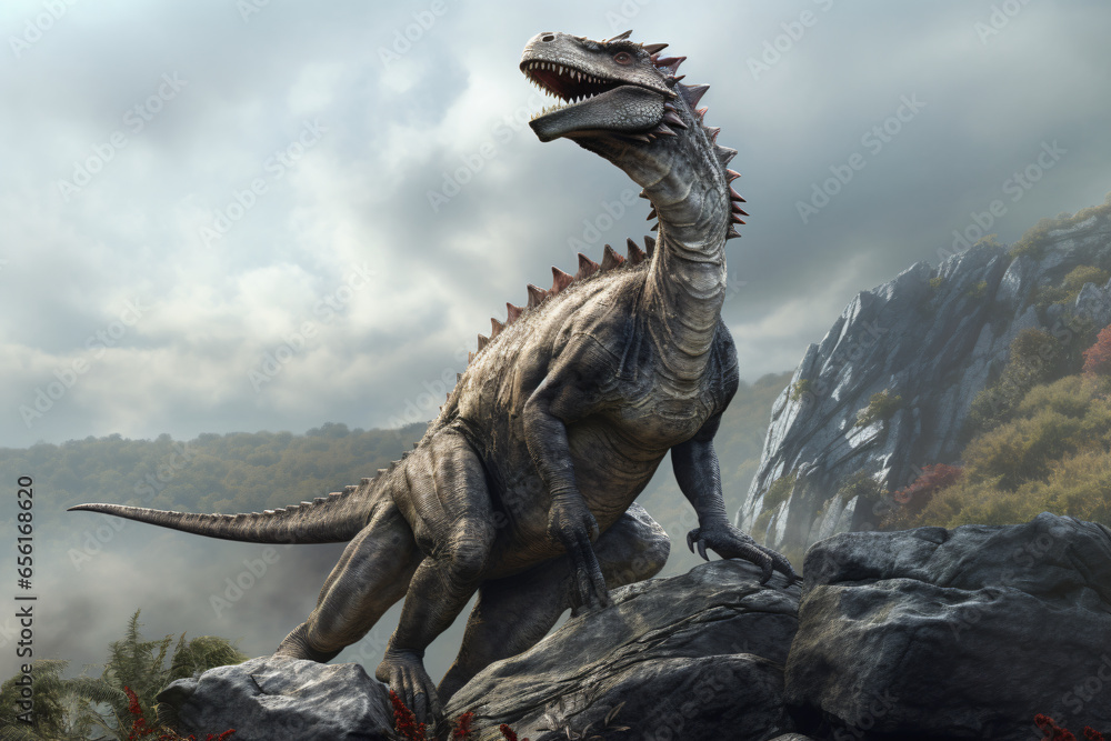 Fototapeta premium dinosaur standing on a hill