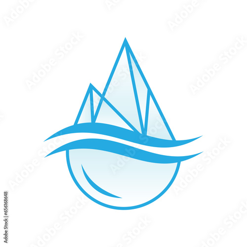 Abstract blue Drop Ice geometric logo flat style