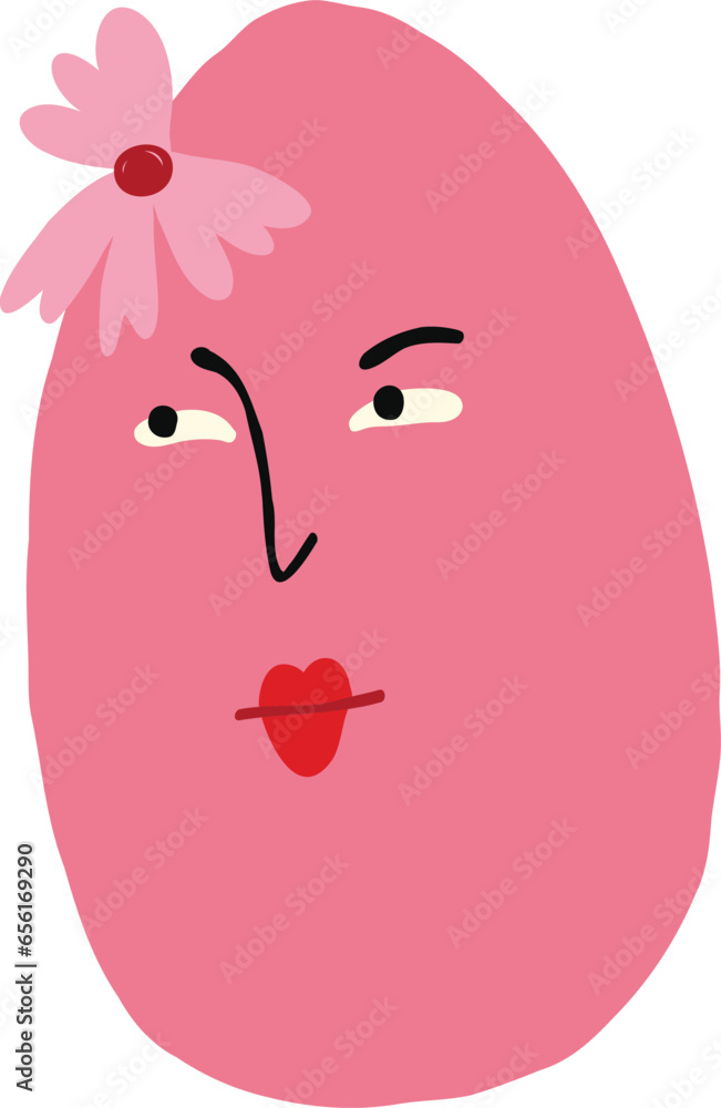 Adorable strange pink egg with face. Cute quirky comic Easter egg Adorable strange pink egg with face. Cute quirky comic Easter egg