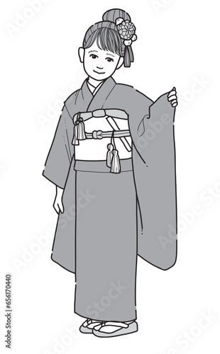 和装の子どもイラスト
