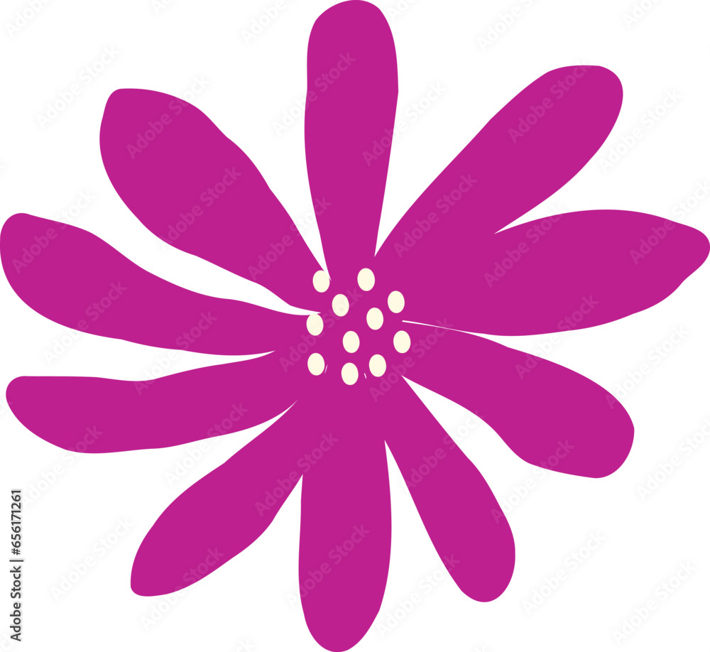 illustration of pink flower in Matisse style . Hand drawn cartoon character in doodle style illustration of pink flower in Matisse style . Hand drawn cartoon character in doodle style