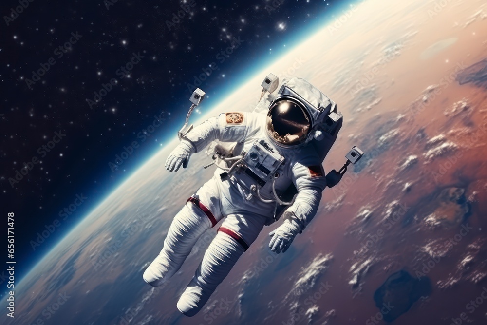 Astronaut Floating in the Vast Emptiness of Space Represents Humanity's Innate Drive to Explore and Understand the Universe