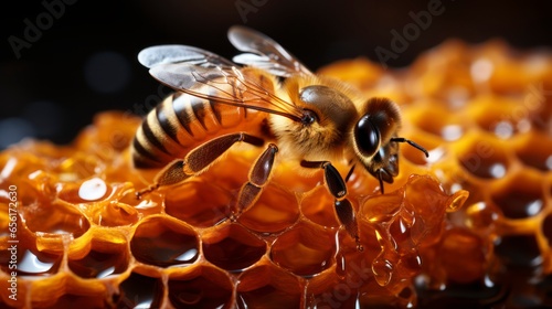 Honey Bee Returning to Beehive, Representing Hard Work, Cooperation and the Sweet Fruits of Collective Labor © khairulz
