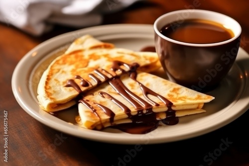 Toasty Quesadilla Filled with Ooey Gooey Chocolate and Crunchy Peanuts for the Perfect Sweet and Savory Treat photo