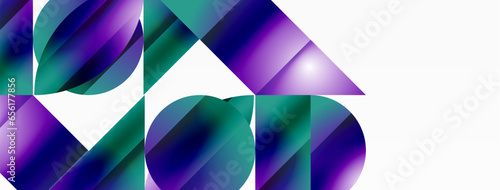 Serene gradient template. Circles and triangles mingle in minimalist perfection. Gentle fusion of forms and hues creates balanced yet captivating backdrop, embodying modern sophistication