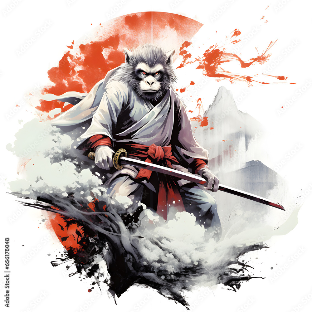Monkey in Japanese watercolour Monkey in Japanese watercolour
