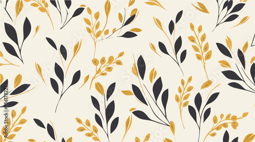 flat Vector illustration Florals ornament golden color Seamlessly pattern  simple  minimalist