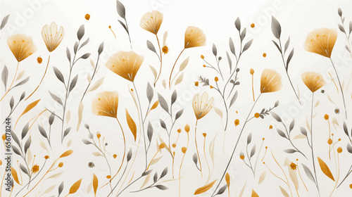 flat Vector illustration Florals ornament golden color Seamlessly pattern, simple, minimalist
