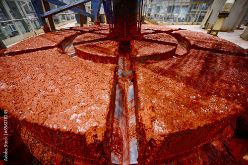 Solid residual of potassium salt in floatation machine basin photo