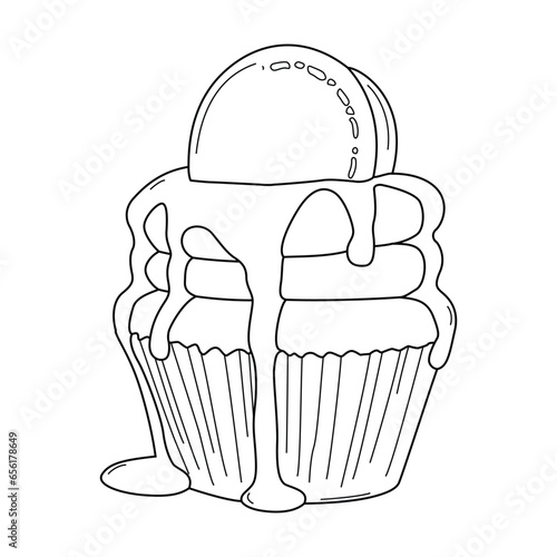 cupcake out line art