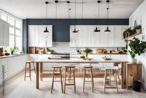 A Scandinavian-style kitchen with minimalist design.