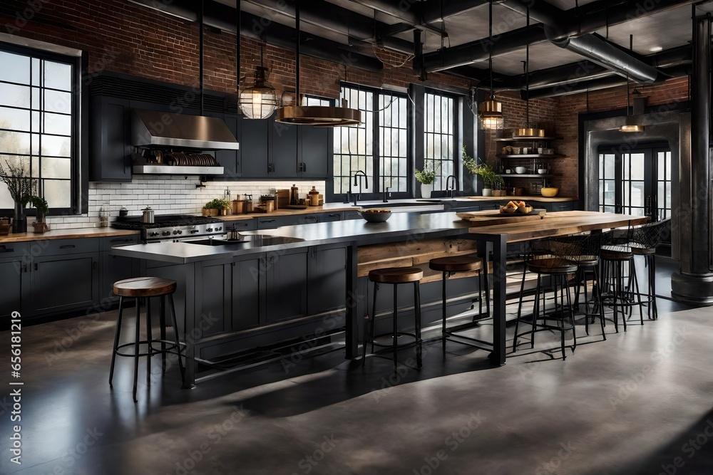 Industrial Chic Kitchen with Metal Accents