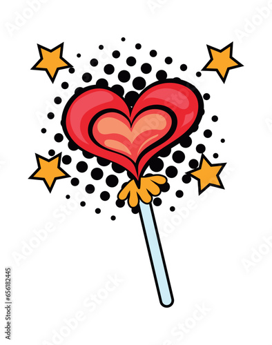love pop art heart with stars