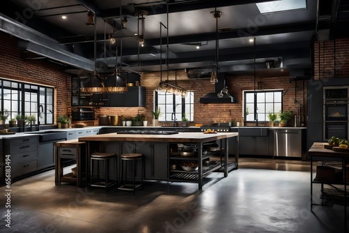 Industrial Chic Kitchen with Metal Accents © Humaira