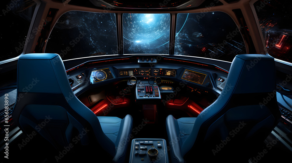 cockpit of a futuristic spaceship 