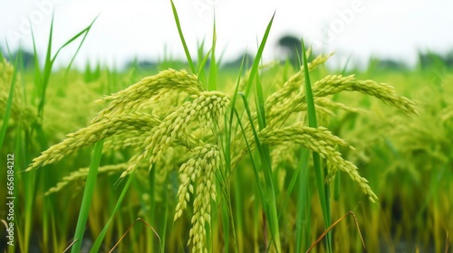Close Up of Ripening Paddy Grains Ready for Harvest, Representing the Bountiful Gifts of Nature that Sustain Humanity