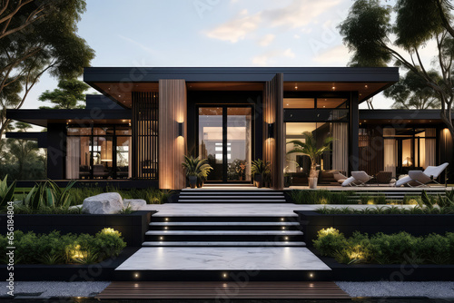 modern exterior home design inspiration for house with outdoor area design © Kien