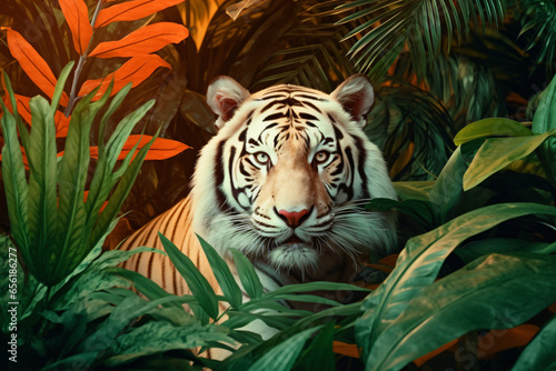 white tiger in wild jungle © wendi