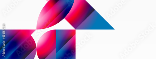 Serene gradient template. Circles and triangles mingle in minimalist perfection. Gentle fusion of forms and hues creates balanced yet captivating backdrop, embodying modern sophistication