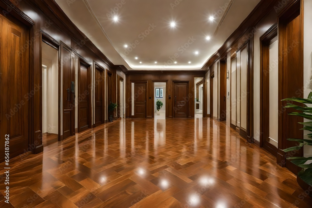 Flooring options for a home corridor, considering durability and style.