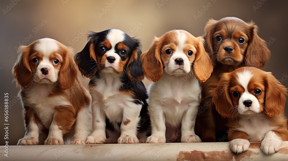 Stacks of realistic cute puppies stacked, HD, detailed textures, sharp focus, natural light, natural blurred background.