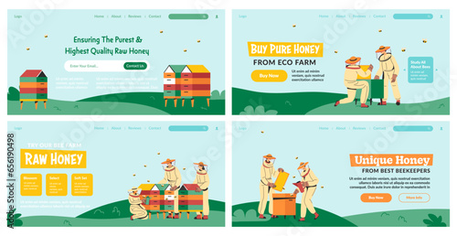 Landing page set with raw honey selling offer