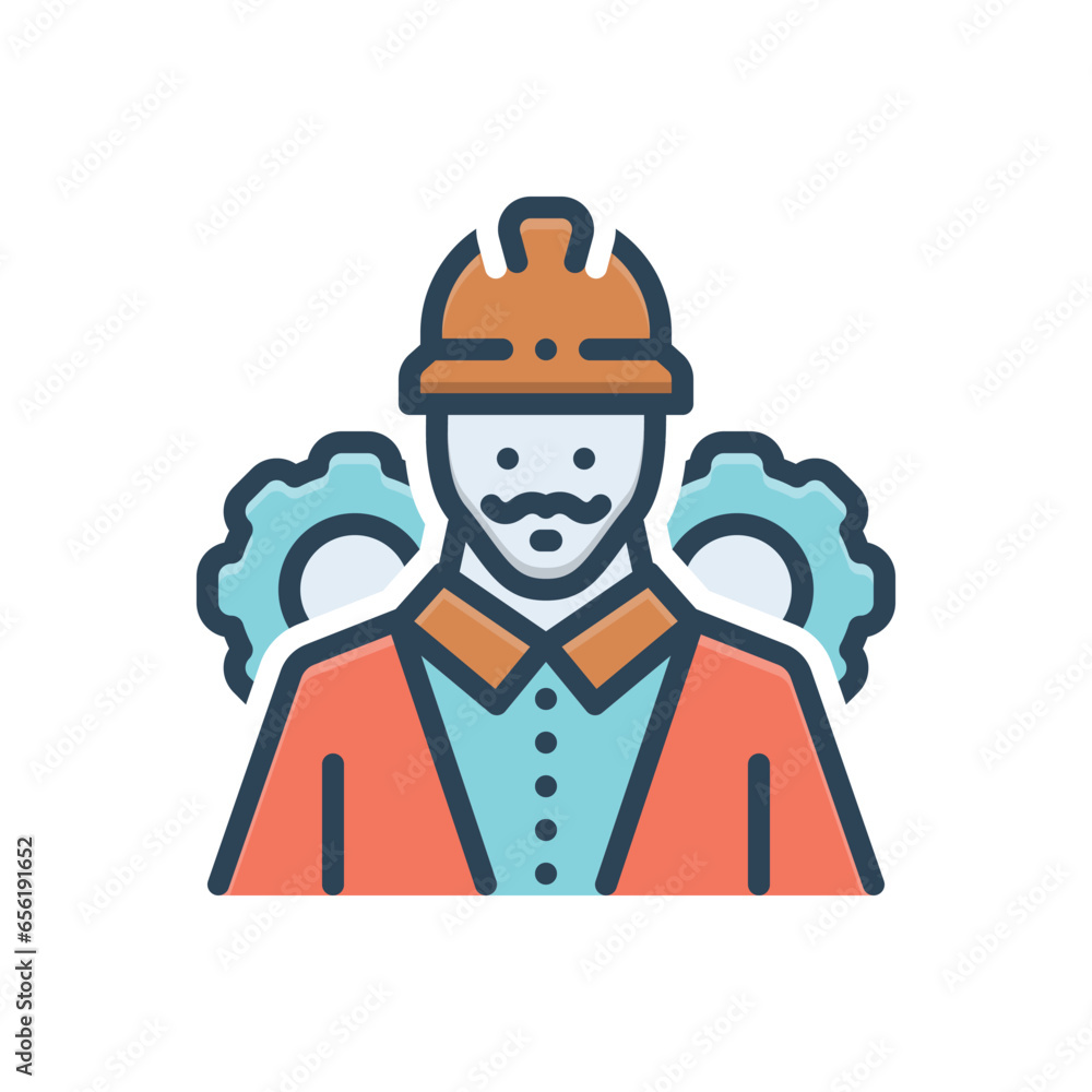 Color illustration  icon for engineer 