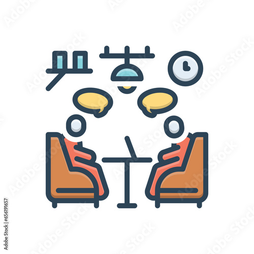 Color illustration  icon for discussed 