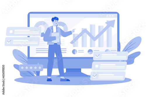 Survey results are analyzed to identify trends.