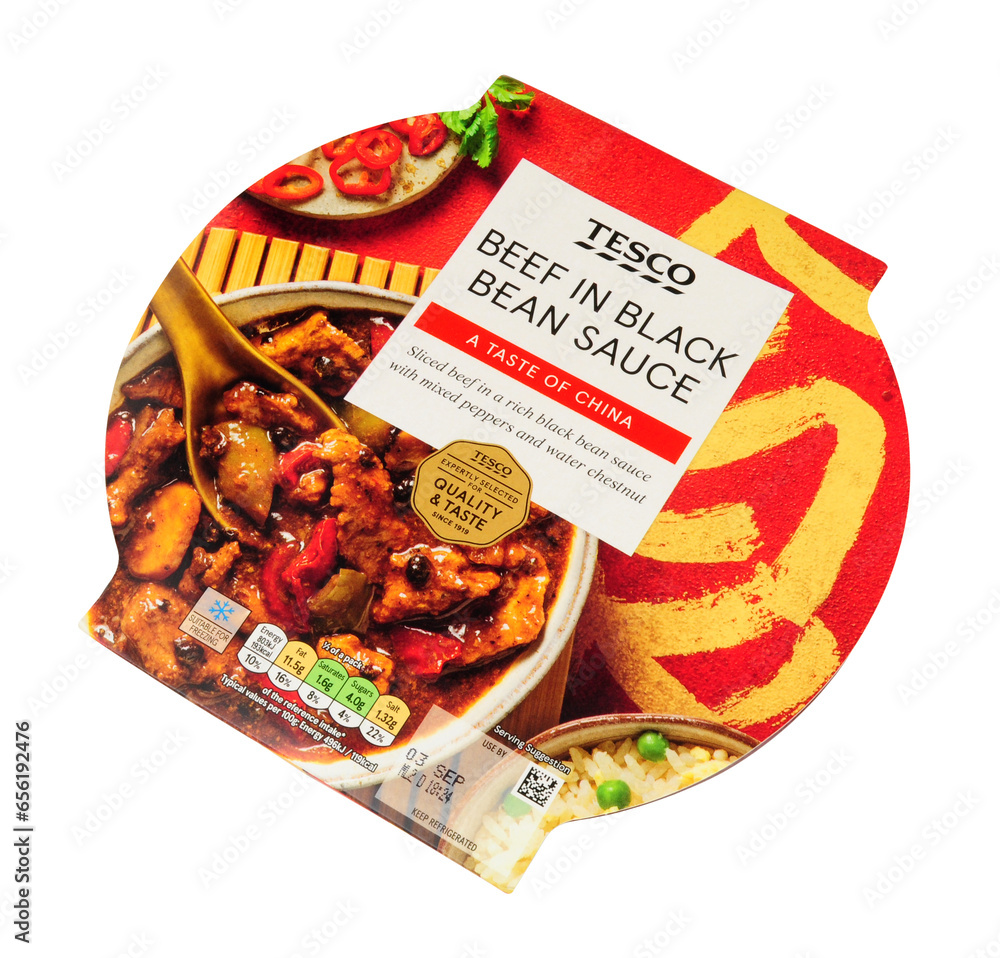 Tesco supermarket Chinese beef in black bean sauce ready meal Stock