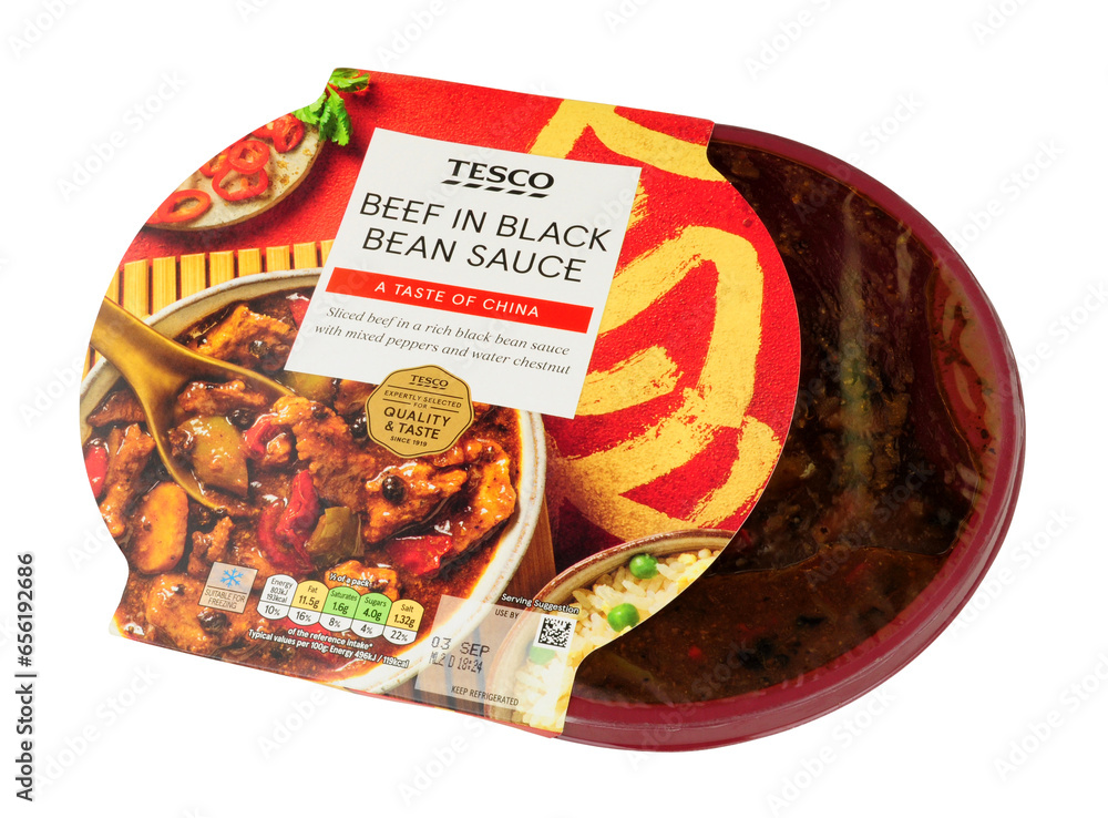 Tesco supermarket Chinese beef in black bean sauce ready meal Stock