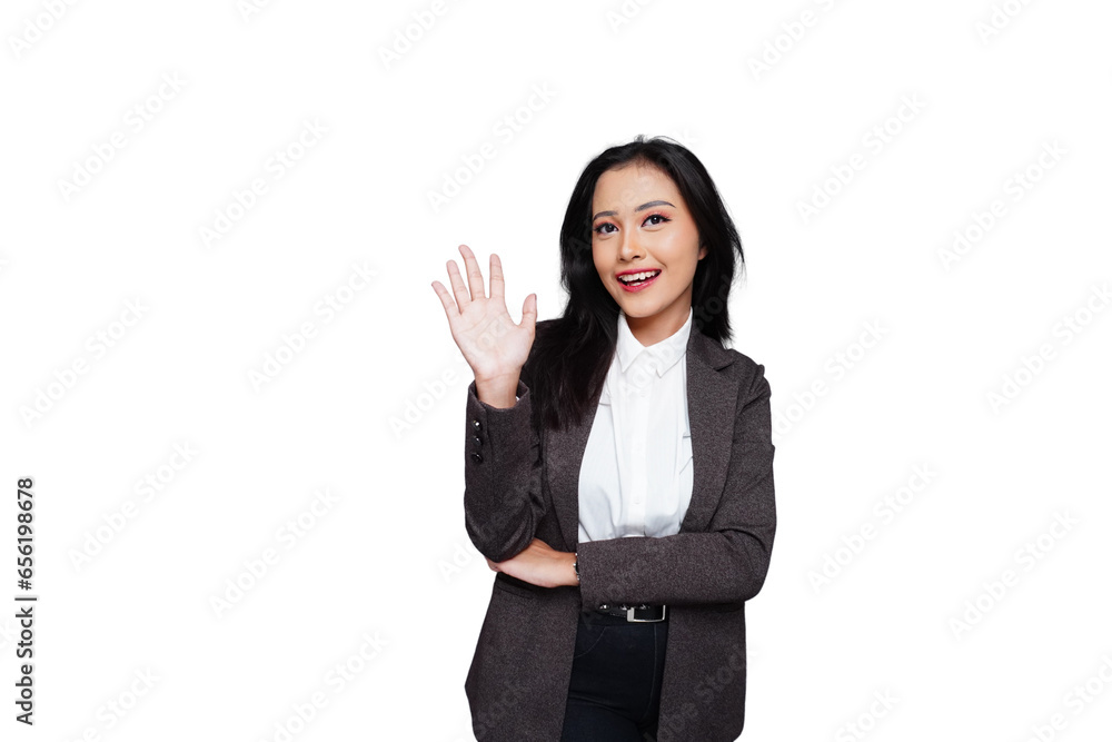 Young Asian Businesswoman Smiling Confidently Isolated Background Young Asian Businesswoman Smiling Confidently Isolated Background