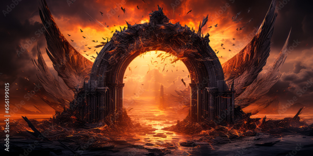 The Daunting Gates of Hell Awaiting After Death - obrazy, fototapety, plakaty 