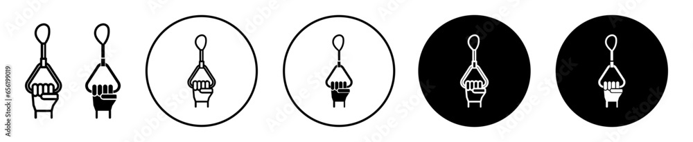 Fototapeta premium Bus handrails Icon. metro train or tram bus standing handhold rail holder symbol set. Firm stand with grip in train vector sign. grip strap for passenger while transit line logo.
