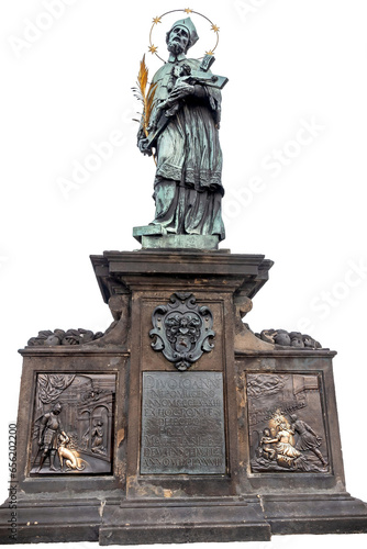 Statue of St. John of Nepomuk (Czech: Jan Nepomucký), circa 1683, on the Charles Bridge, Prague photo