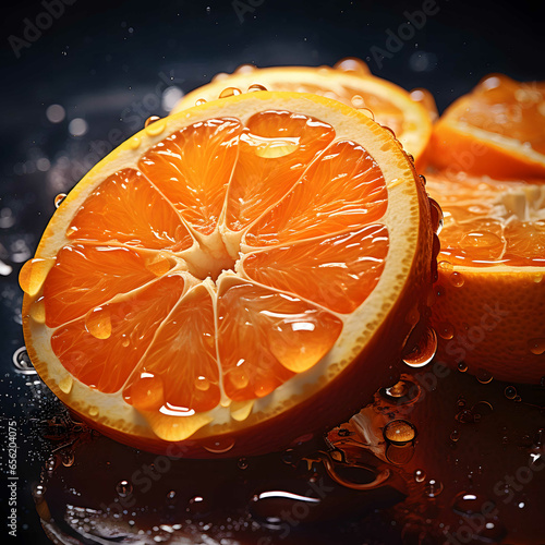 orange with water drops