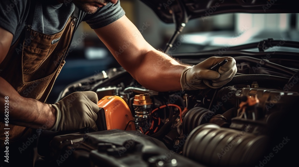 A real photo of The mechanic has been checking, repairing and disposing ...