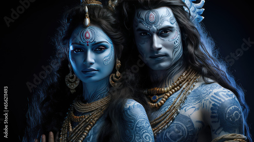 Lord Shiva and goddess Parvathi photo