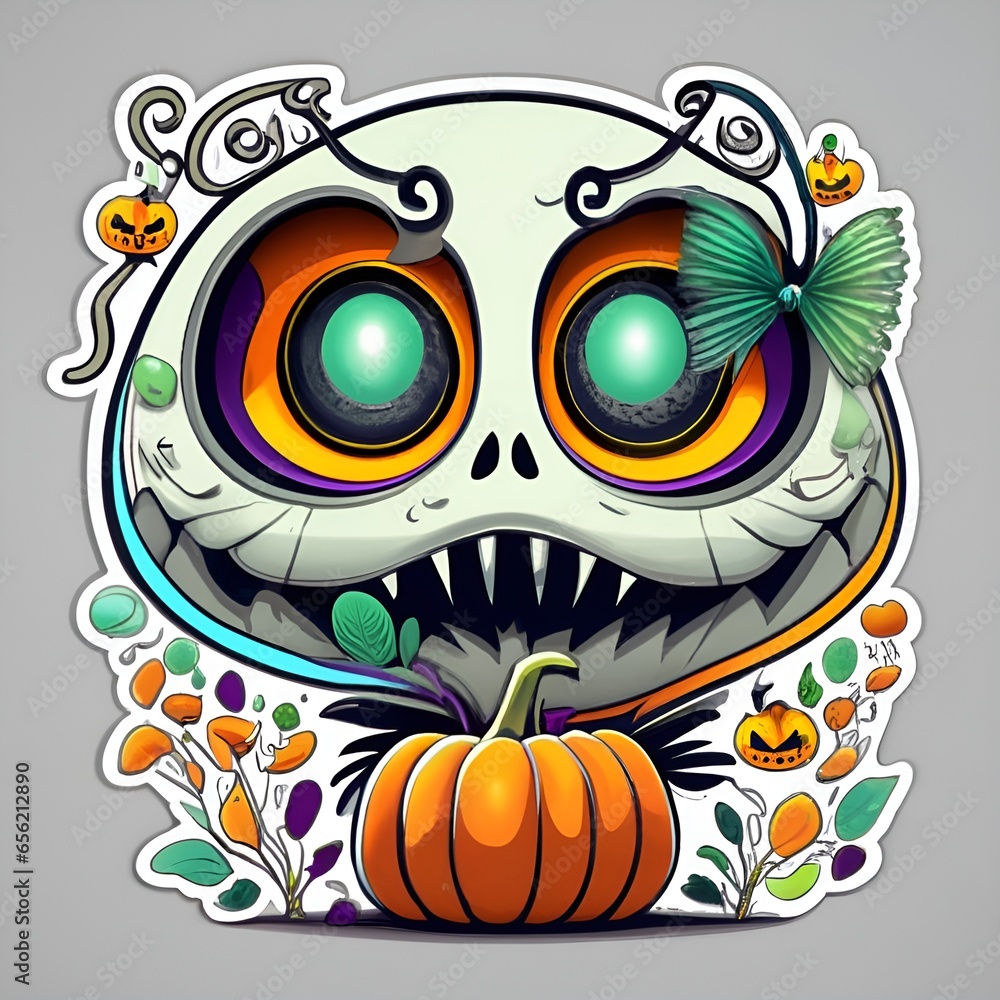 Fototapeta premium Halloween Sticker Design , Midjourney