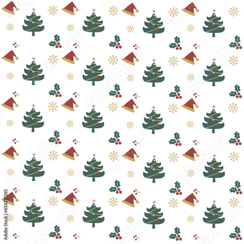 seamless Christmas pattern background with Christmas tree, Suitable for printing on packaging and fabric