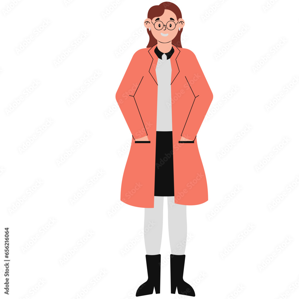 Woman in Cold Weather Outfit Illustration Woman in Cold Weather Outfit Illustration
