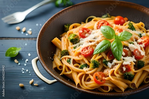 pasta with tomato sauce and basil