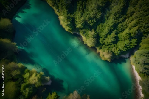 A bird's eye view of a body of water - AI Generative